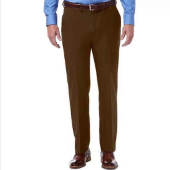 Haggar Other - Haggar In Motion Pants Mens Size 36x30 Brown Zip Front 4 Pockets Cot/Poly/Spadex